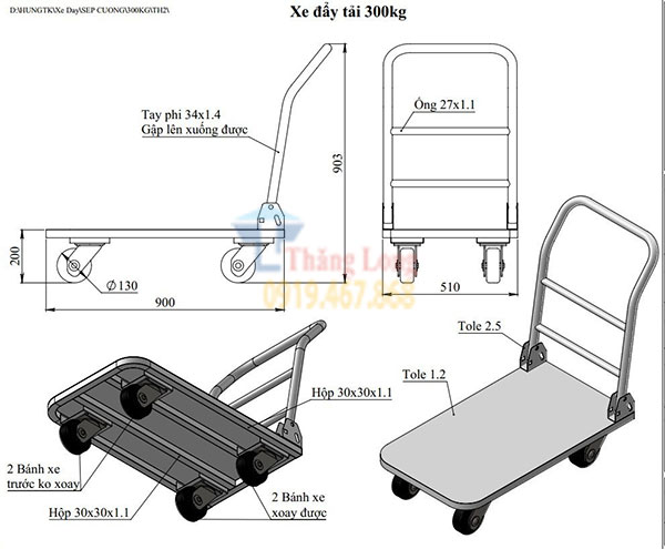 Xe đẩy hàng 4 bánh chính hãng, uy tín, chất lượng